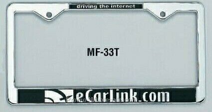 Gold Die Cast Metal License Plate Frame W/Wide Bottom & Triangle Loops