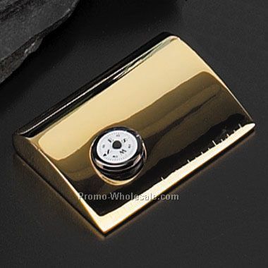 Gold Plated Card Holder W/ Clock W/ Laser Engrave
