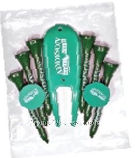 Golf Pack With 6 2-1/8" Tees/ 2 Ball Markers/ Green Repair Tool