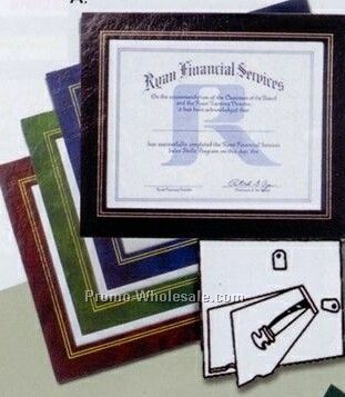 Green Leatherette Certificate Frames W/ Gold Border