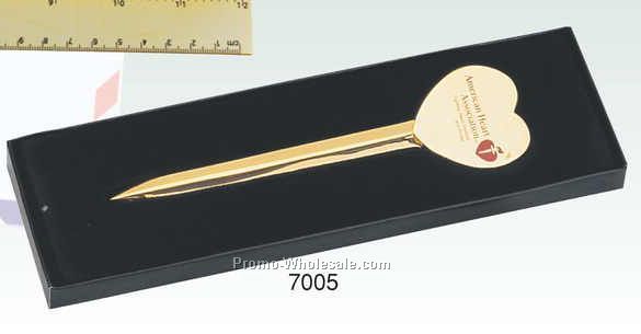 Heart-shaped Letter Opener (Solid Brass Or Silver Plated) (Engraved)