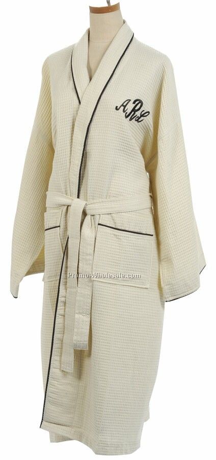 Honeycomb Robe W/ Brown Piping (Embroidered)