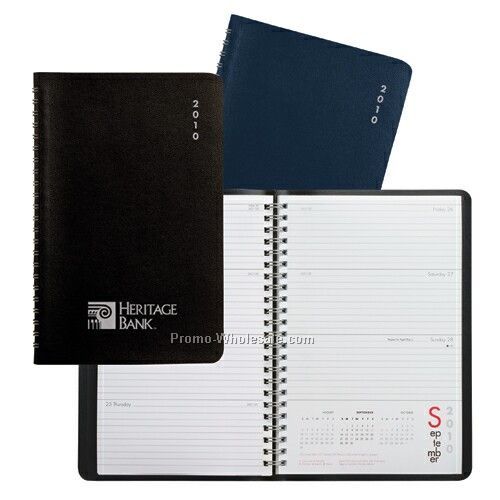 Horizon 8"x5" Medium Weekly 12 Month Wired Planner (Black)