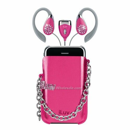 Iluv Crystal Earclip With Microphone & Holster Case - Pink