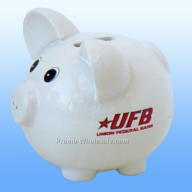 Jumbo White Ceramic Piggy Bank