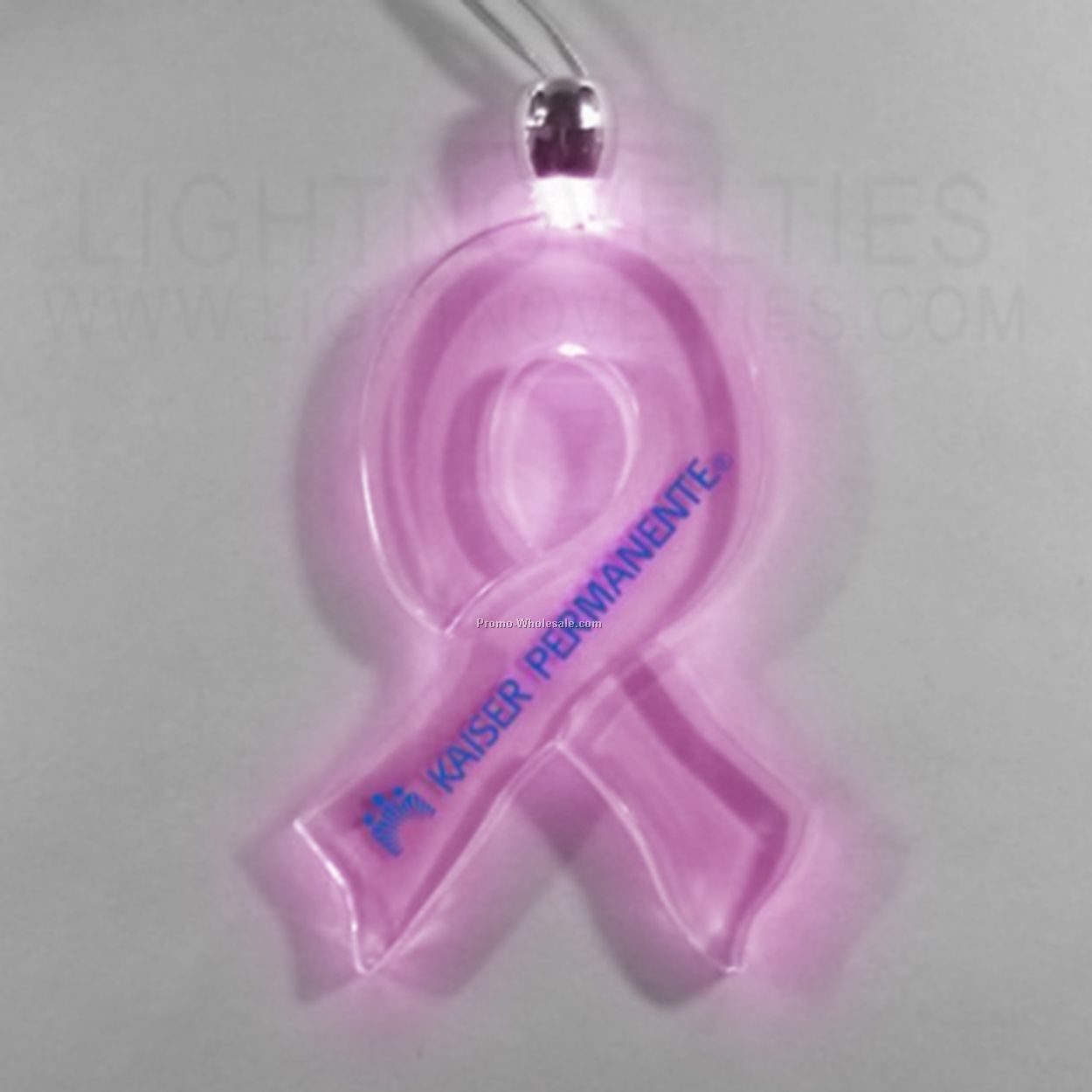Light Up Pendant Necklace - Ribbon - Pink Or Purple