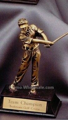 Metal Plated Resin Sculpture - 6" Male Golfer