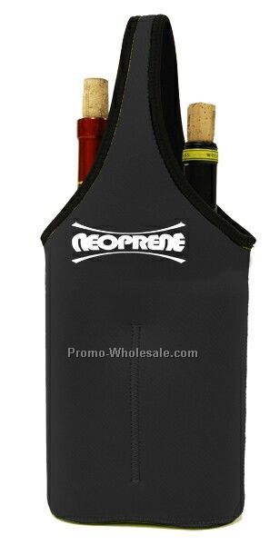 Neoprene Double Bottle Sleeve - Black (8"x17"x3")