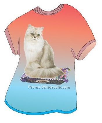 Persian Cat Acrylic T Shirt Coaster W/ Felt Back
