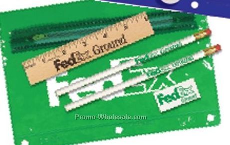 Premium Translucent School Kit With 2 Pencils/ Ruler/ Eraser