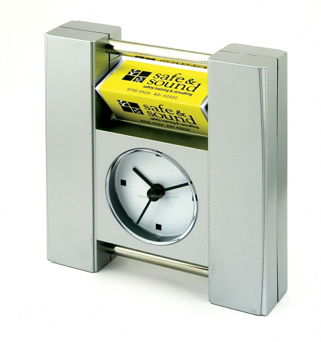 Quartz Clock W/ Ad Runner - 4-5/8"x5"