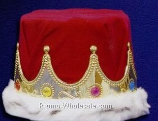 Red & Gold Crown W/ Fur Edge (6" High)