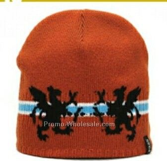 Red Stock Beanie Cap With Design