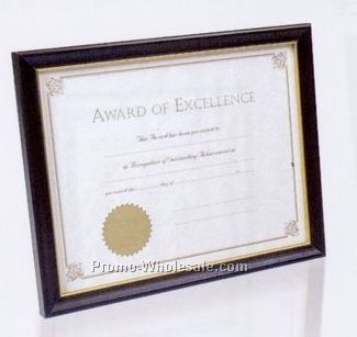 Rich Hardwood Certificate Frame W/ Black Finish & Gold Trim Line