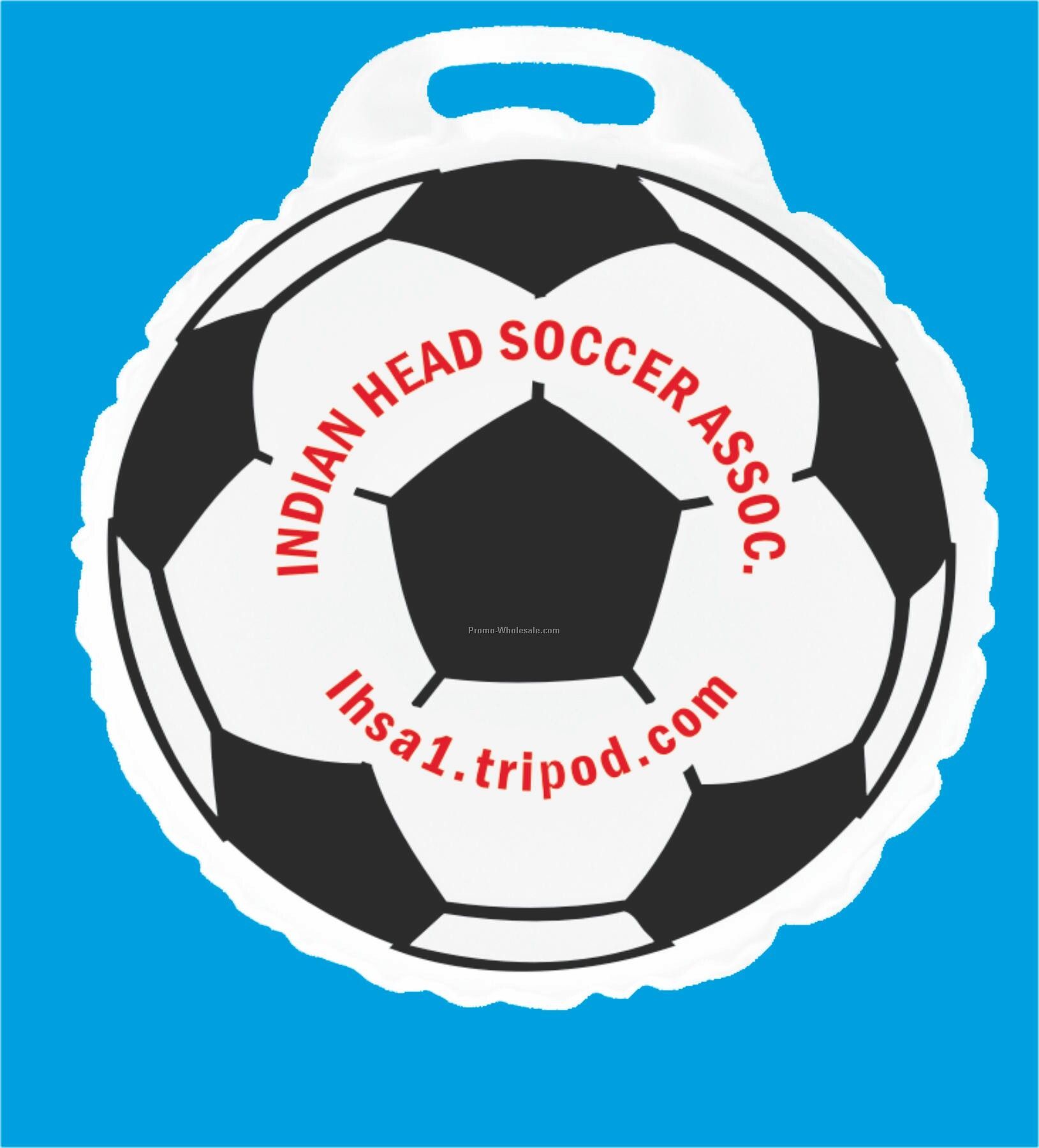 Round Vinyl Stadium Cushion W/ Handle And Soccer Ball Patch (2" Thick)