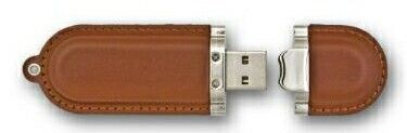 Rounded Oblong Leather W/ Stitching Flash Drives