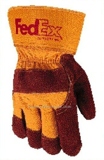 Russet Split Leather Palm Cowhide Glove With Gold Fabric Back (S-xl)
