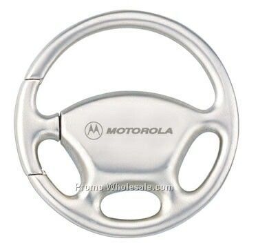 Satin Nickel Steering Wheel Shaped Key Ring