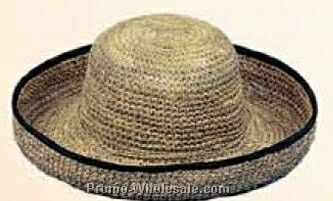 Seagrass Straw Hat W/ Black Edged Brim (One Size Fit Most)