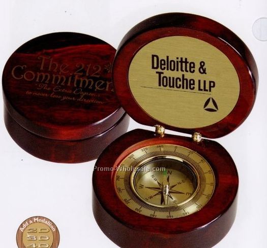 Selco Geneve Ventura Compass - Antique Gold / Rosewood Case