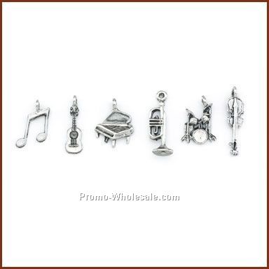 Set Of 6 Music Stock Wine Charms On Card