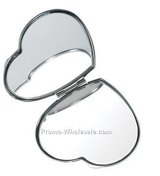 Silver Heart Compact Mirror