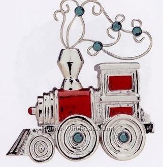 Silverplated Jeweled Train Ornament