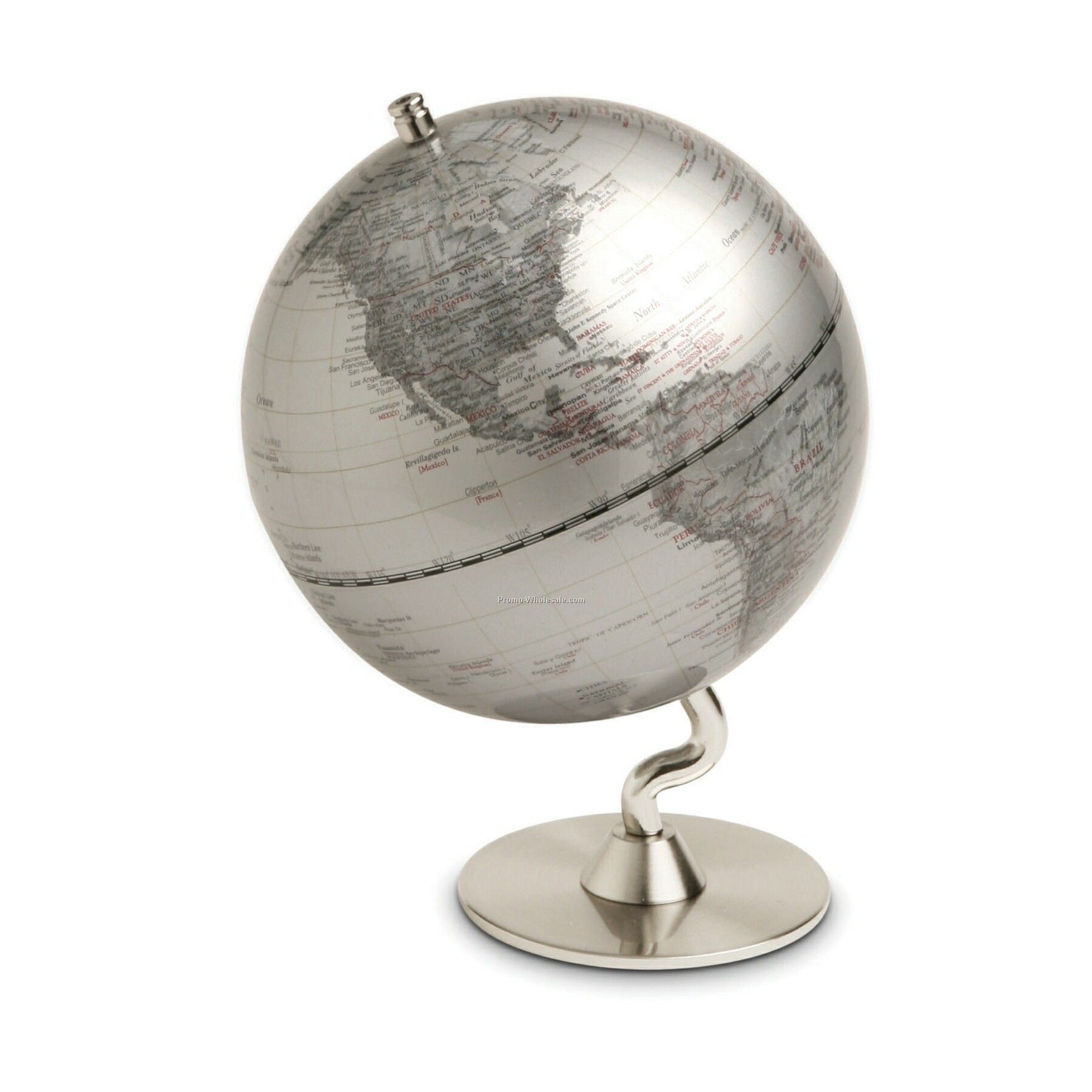 Small Silver Plated World Globe