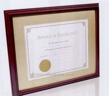 Stained Mahogany Hardwood Document Frame W/ Single Matboard