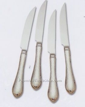 Stainless Steel Hammered Antique Set Of 4 Steak Knives