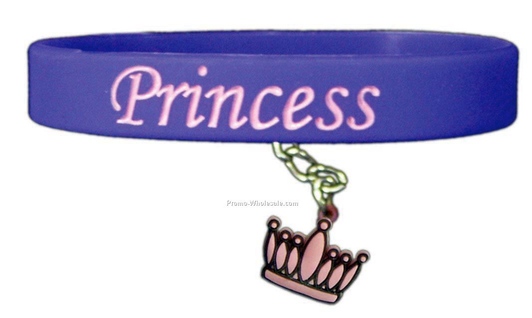 Stock Princess Colorfill Stock Silicone Bracelet With Tiara Charm