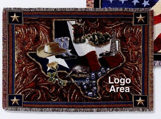Stock State Of Texas Cotton Tapestry Throw Blanket