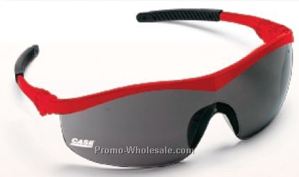 Storm Red Frame Safety Glasses W/ Clear Lens