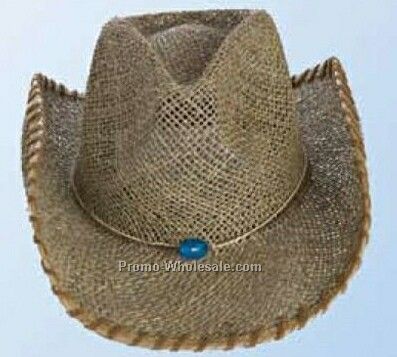 Straw Hat With Stitched Edge