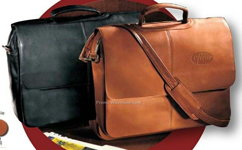 Vaqueta Napa Leather Laptop Flap Over Briefcase (13"x17"x4")