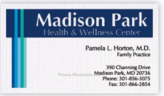 Warm White Linen Business Card W/ 1 Multi Color Ink