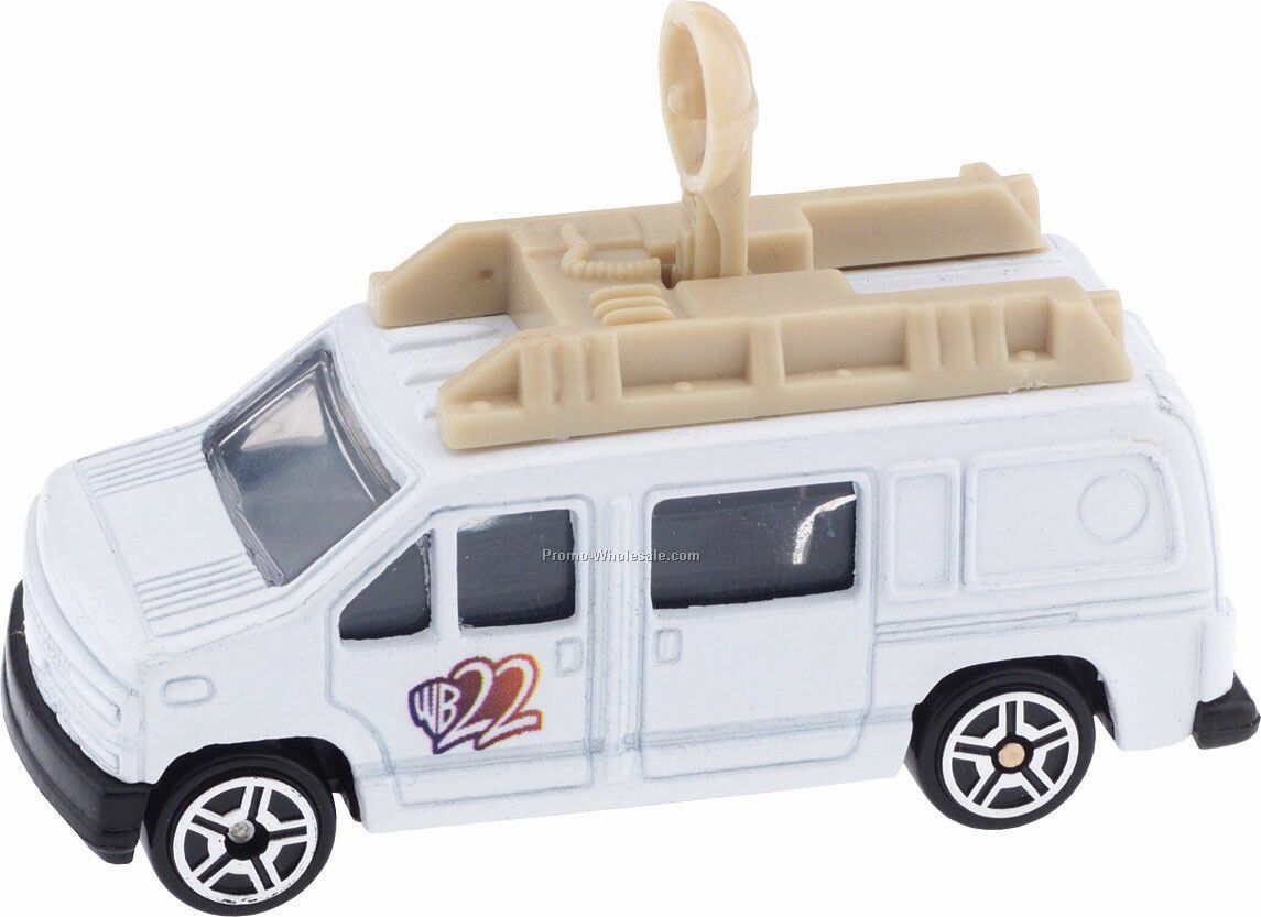 White News Van Die Cast Mini Vehicles