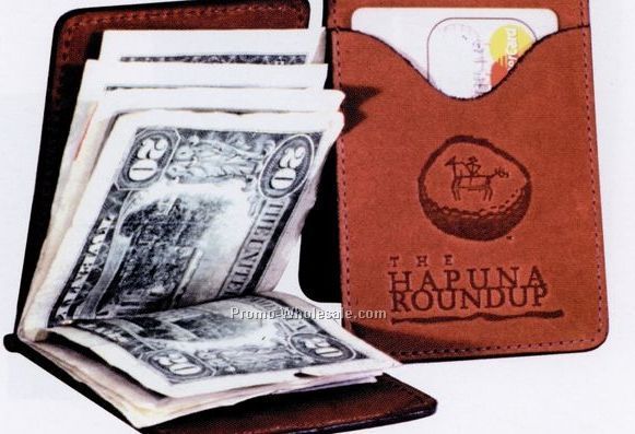 Wire Money Clip W/ 2 Outside Card Pockets (Saddlehide)