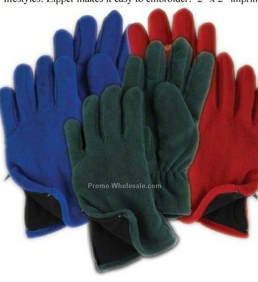Wolfmark Heather Gray Fleece Zip Glove