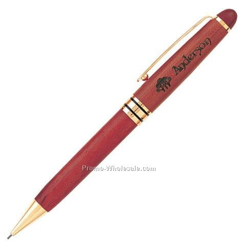 Wooden Pencil W/Triple Gold Band Trim