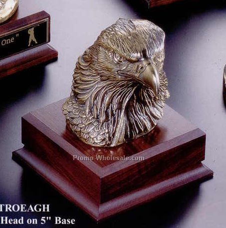 Zinc Eagle Head Sculptures On 5" Square Base