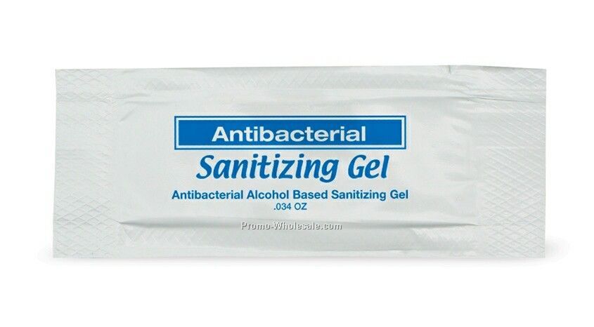 .034 Antibacterial Alcohol Gel Mini Packette - Stock Imprint