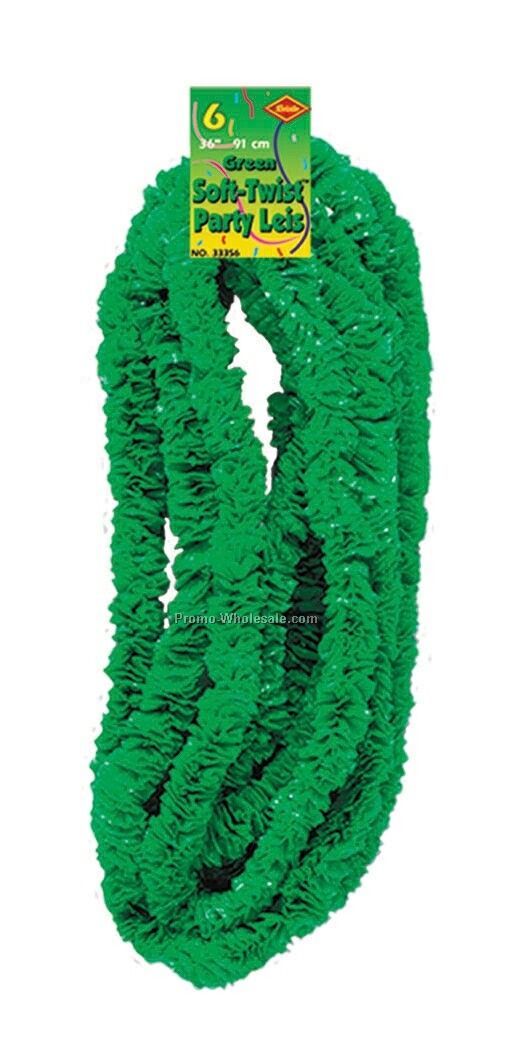 1-1/2"x36" Green Soft Twist St. Patrick's Poly Leis