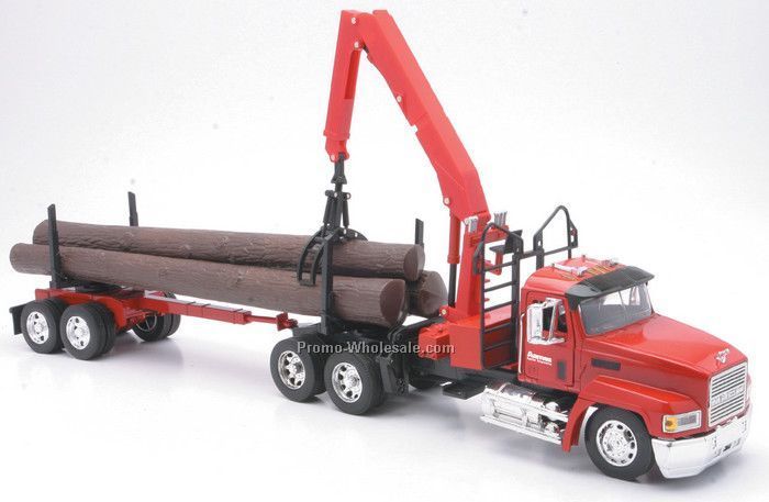 1:32 Scale 23"x 3.75" Die Cast Replica Mack Tractor And Log Trailer