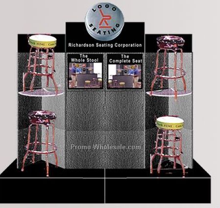 10-ft. Pedestal Base Display (18 Panel/ 2 Lt Box/ Sign/ 2 Triangle Shelf)