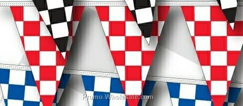 100' 8 Mil Triangle Checkered Race Track Pennant - Red/ White