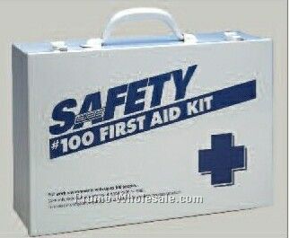 100 Unit Metal First Aid Kit (10-1/4"x15"x4-5/8")