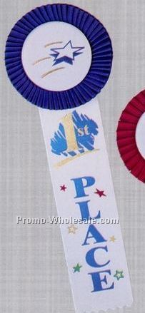11" Multi-color Stock Rosette Ribbon With String Back - 1st Place