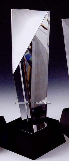 11"x4" Black Optic Crystal Excellence Award W/ Cube Base