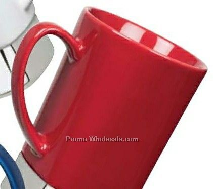 12 Oz. Vespas I Red Ceramic/ Stainless Steel Square Bottom Mug